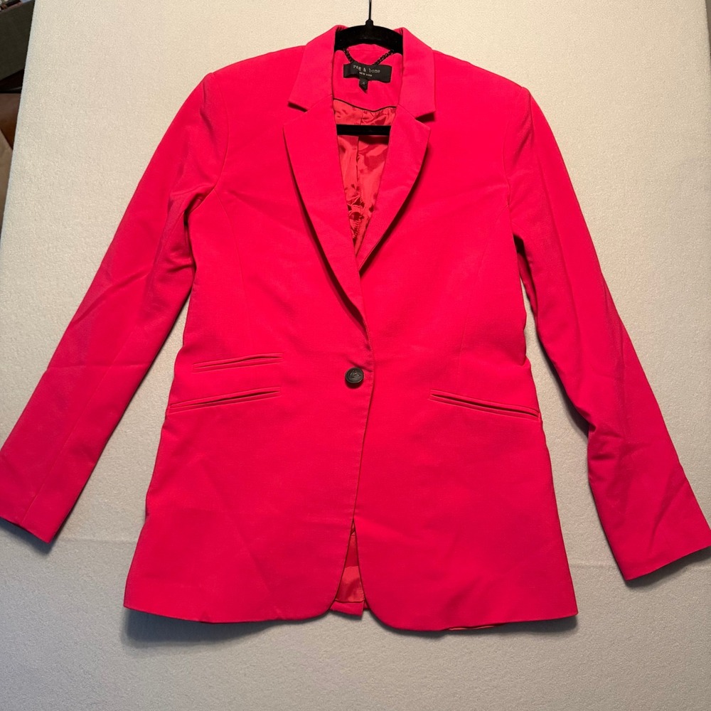 Rag & Bone Single Button Wool Blend Blazer Jacket Pink Women Size 4